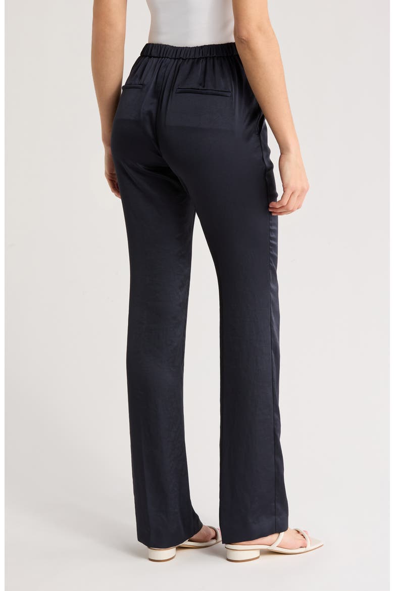 Slim Fit Crushed Satin Pants, Alternate, color, NOCTURNE NAVY