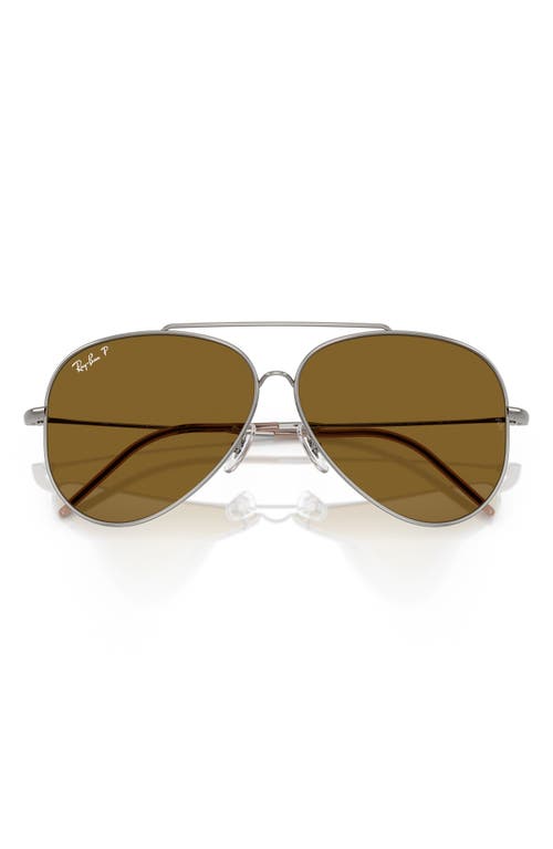 Ray Ban Ray-ban Reverse 62mm Oversize Aviator Sunglasses In Dark Brown