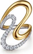 Gabriel & Co. 14k Gold Diamond Bypass Statement Ring
