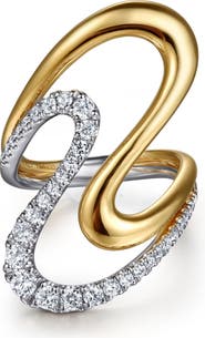 Gabriel & Co. 14k Gold Diamond Bypass Statement Ring