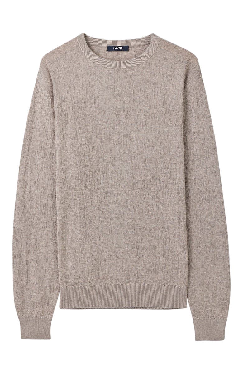 GOBI Mongolian Cashmere Men's Lightweight Silk Cashmere Textured Sweater Taupe, Alternate, color, Nomad