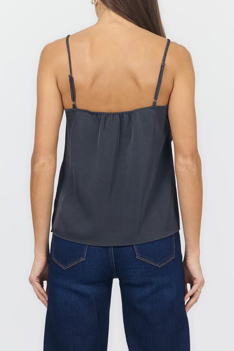 Alexandria Lace Trim Satin Tank