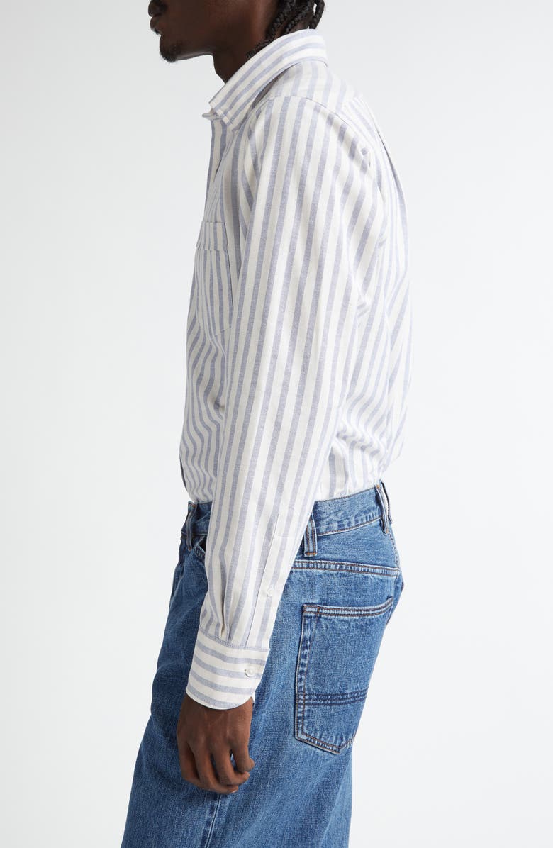 Drake's Stripe Cotton Oxford Button-Up Shirt, Alternate, color, 