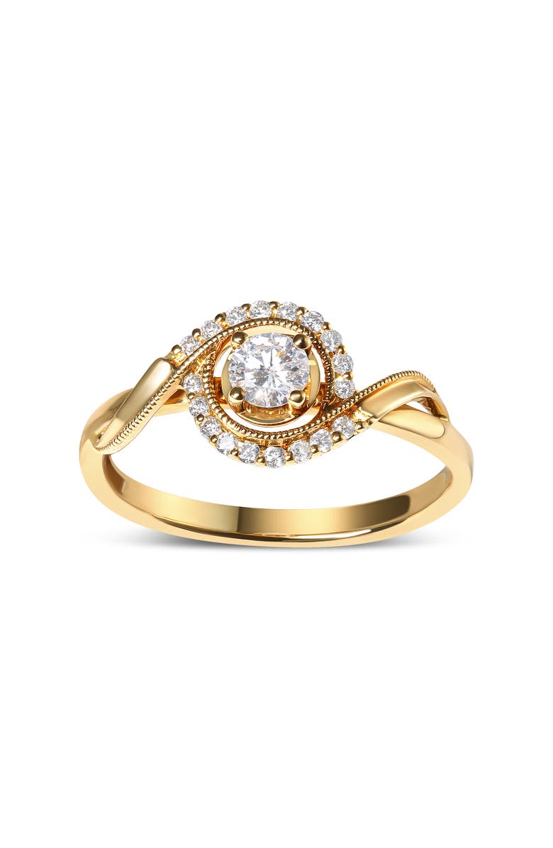 Haus of Brilliance 14K Yellow Gold 1/3 Cttw Diamond Solitaire and Halo Swirl Engagement Ring, Alternate, color, Yellow