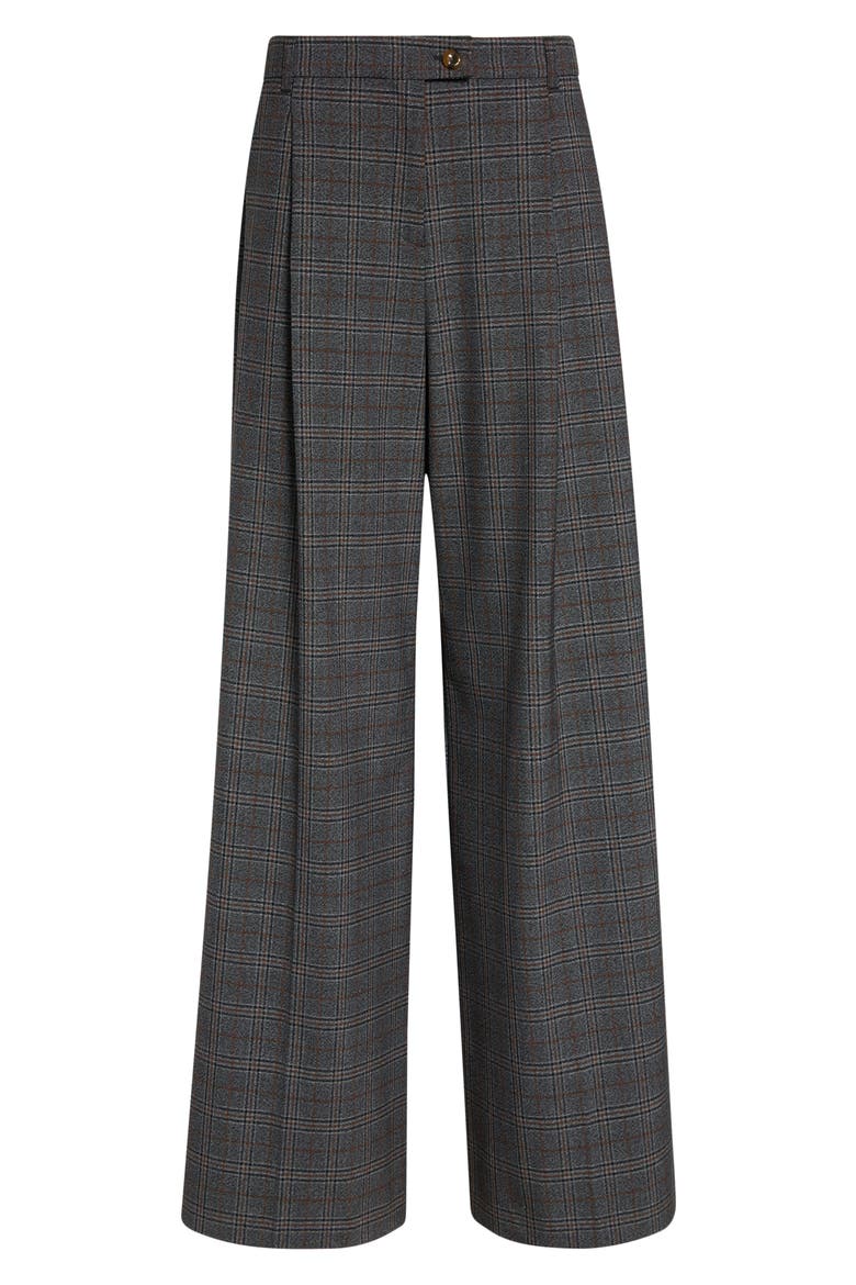 High Waist Wide Leg Pants, Alternate, color, GREY CHECK