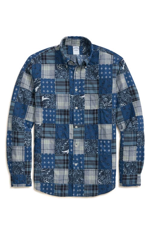 Brooks Brothers Regular Madras Patchwork Cotton Button-down Shirt In Navymulti