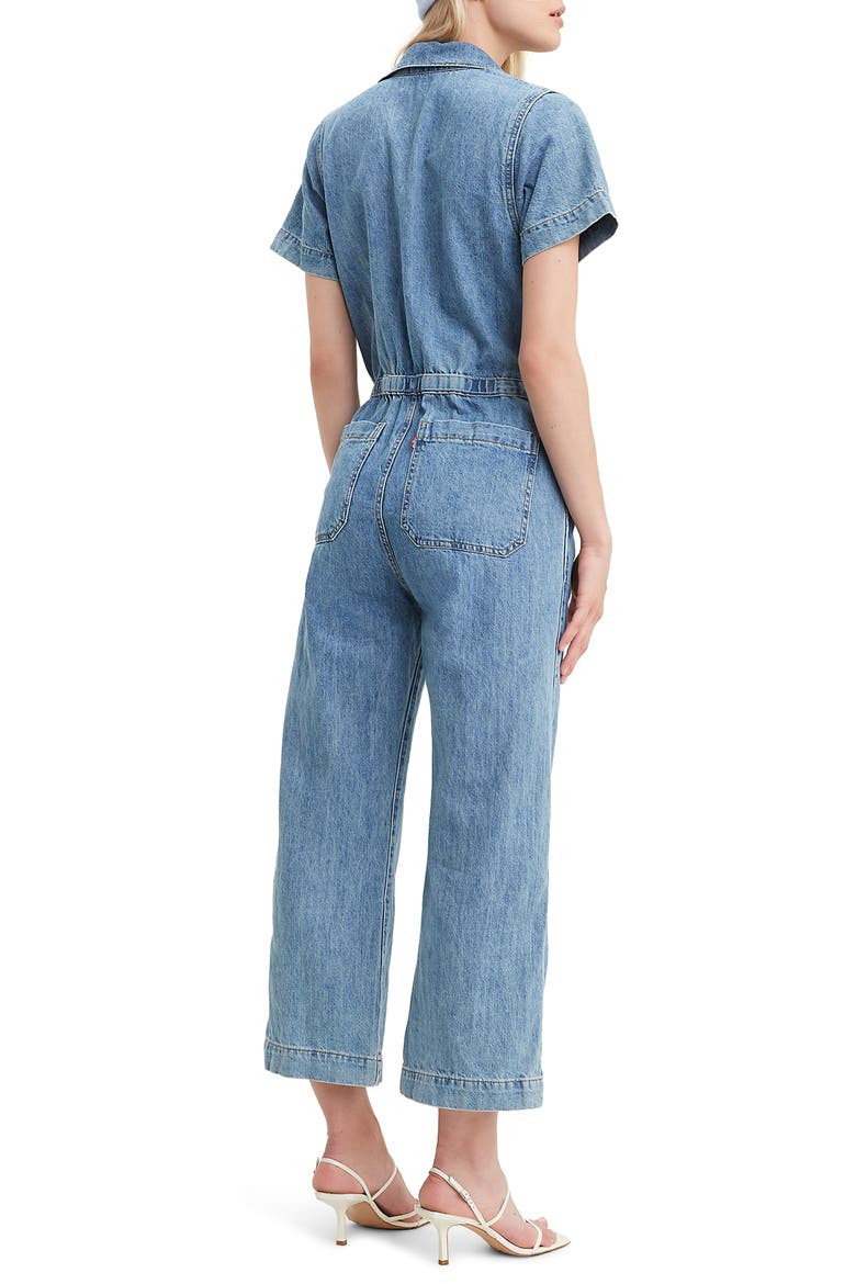 Levi's® Wide Leg Crop Denim Jumpsuit, Alternate, color, DENIM