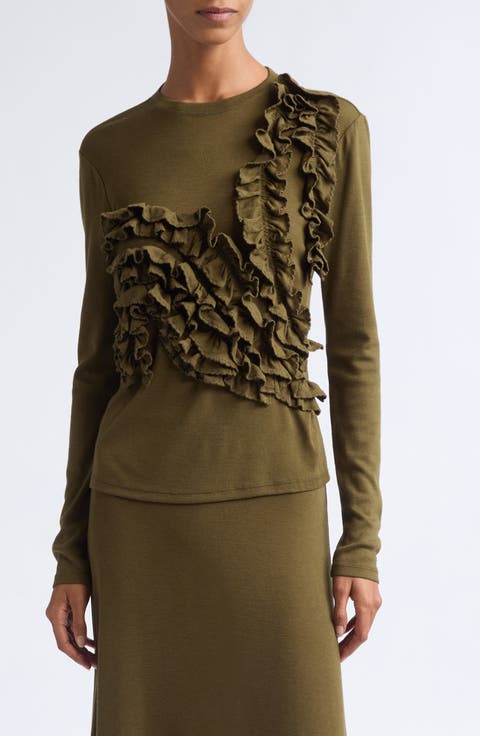 Polina Ruffle Wool Jersey Top