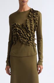 Ulla Johnson Polina Ruffle Wool Jersey Top