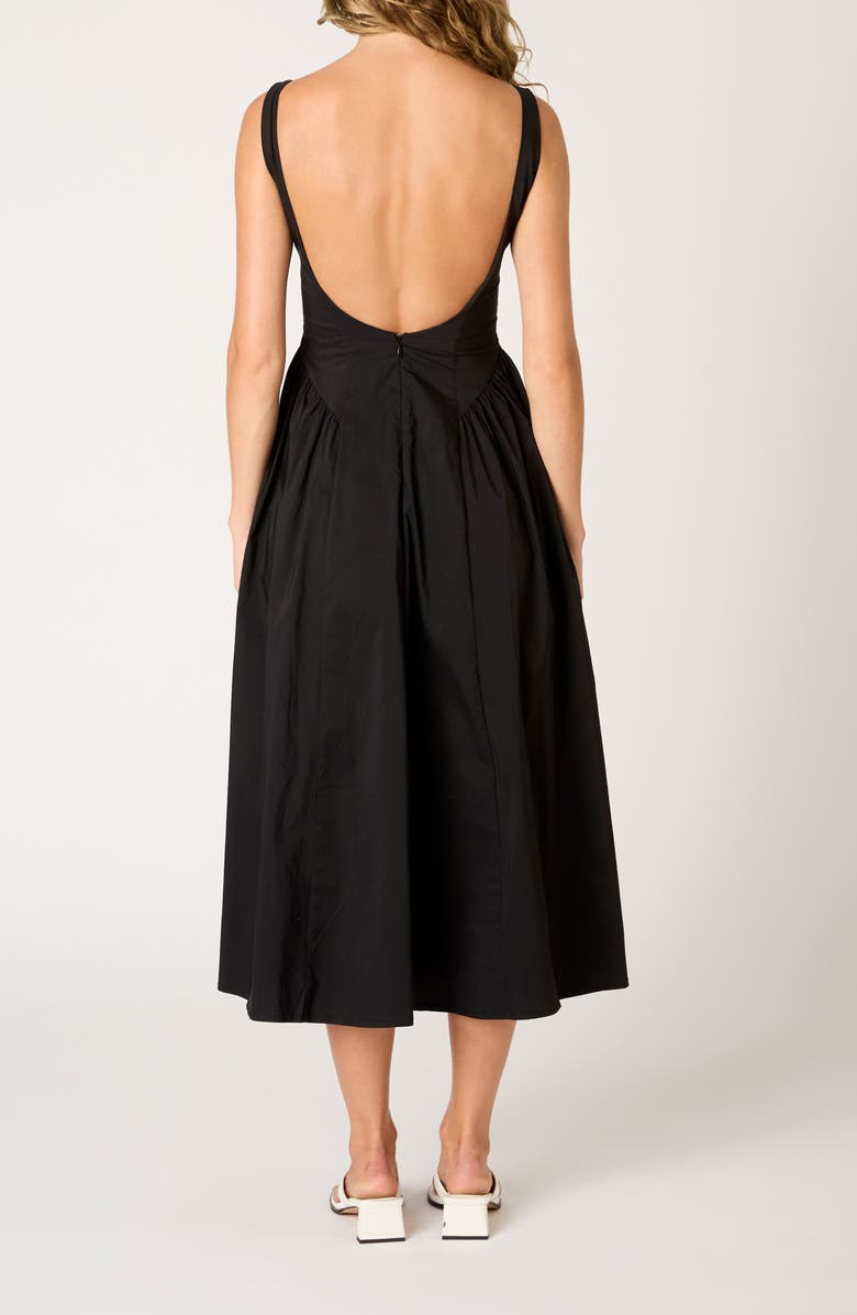 Nia Daisy Fit & Flare Midi Dress, Alternate, color, Black