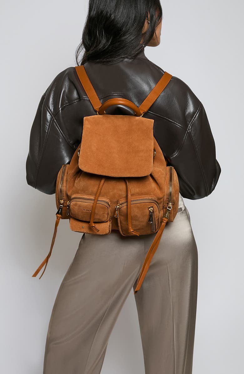 AIMEE Away We Go Backpack, Alternate, color, Rustic Caramel Suede