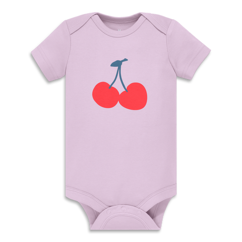 Organic Short Sleeve Cherry Babysuit