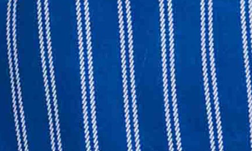 Foxcroft Paityn Stripe Cotton Button-up Shirt In Cobalt Blue White