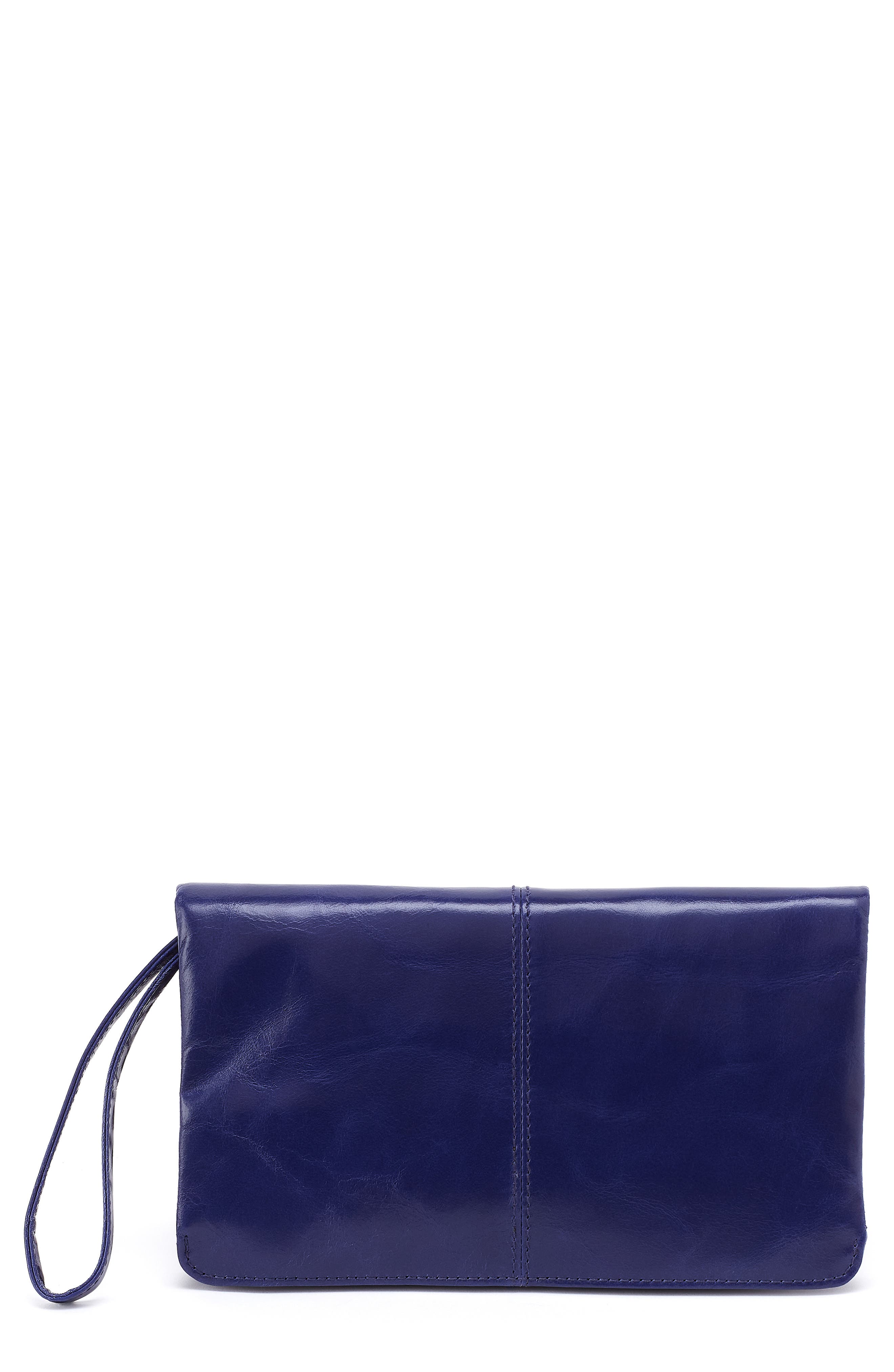 HOBO Evolve Leather Clutch, Main, color, Winter Violet