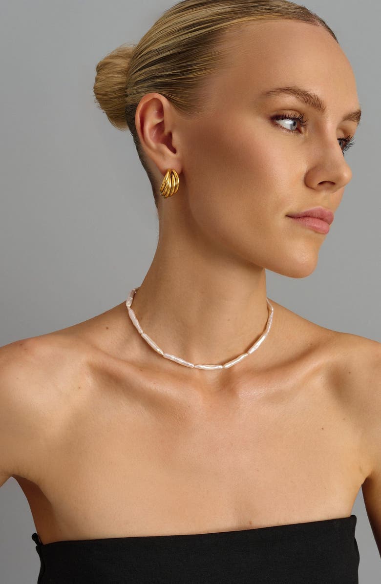 Nialaya Mermaid Pearl Choker, Alternate, color, White