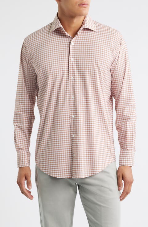 Fairbanks Ombré Check Performance Twill Button-Up Shirt