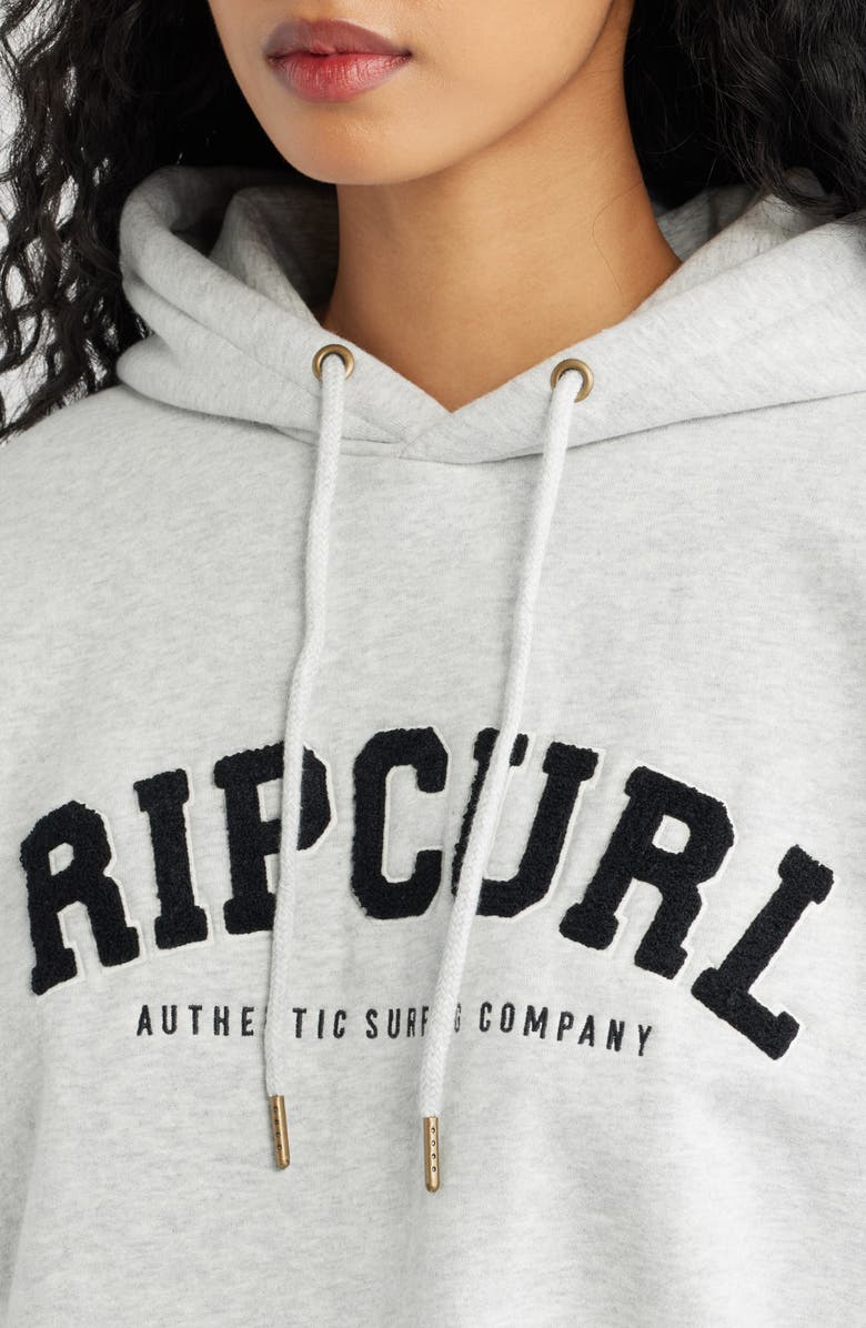 Rip Curl Varsity Logo Graphic Hoodie, Alternate, color, Grey Marle/ Black