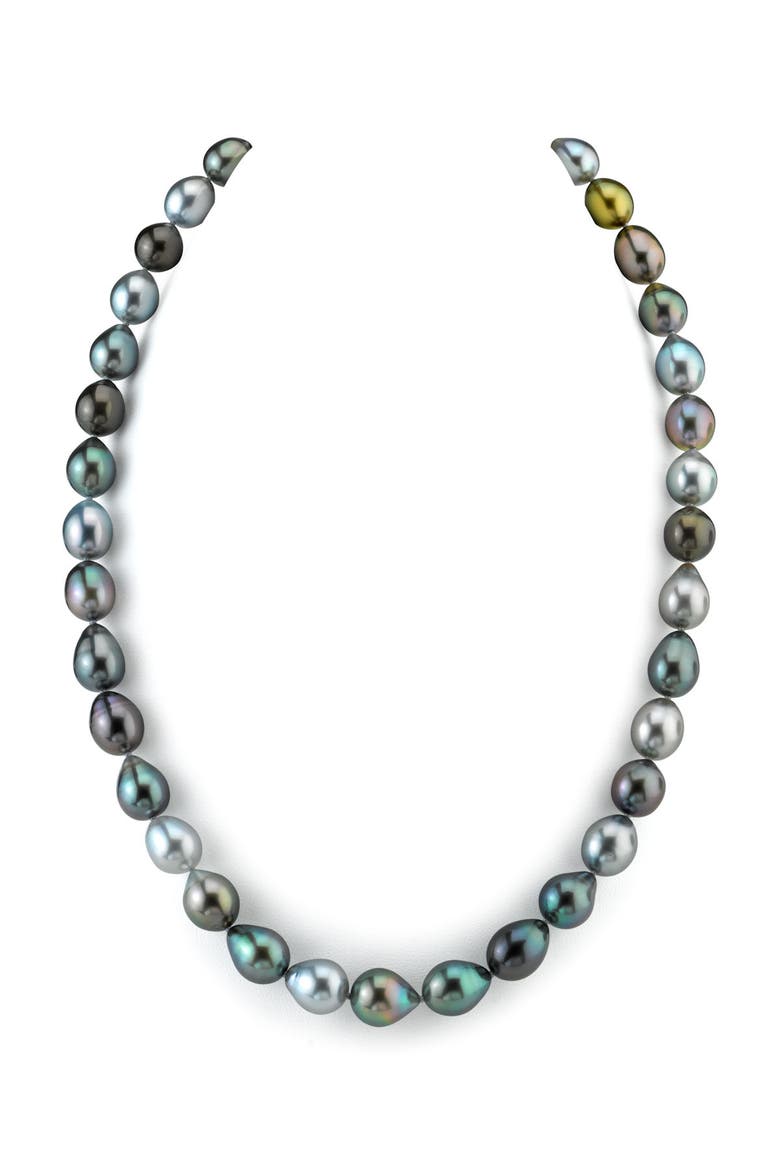 8-10mm Tahitian South Sea Multicolor Drop Pearl Necklace - Premier AAAA Quality, Main, color, White Gold Clasp