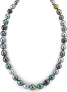 The Pearl Source 8-10mm Tahitian South Sea Multicolor Drop Pearl Necklace - Premier AAAA Quality