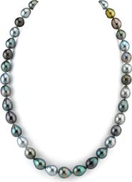 The Pearl Source 8-10mm Tahitian South Sea Multicolor Drop Pearl Necklace - Premier AAAA Quality
