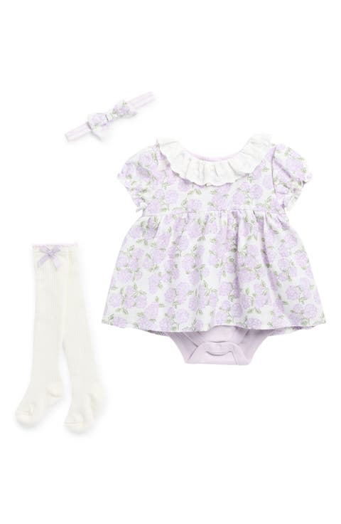 Floral Dress, Headband & Socks Set (Baby)