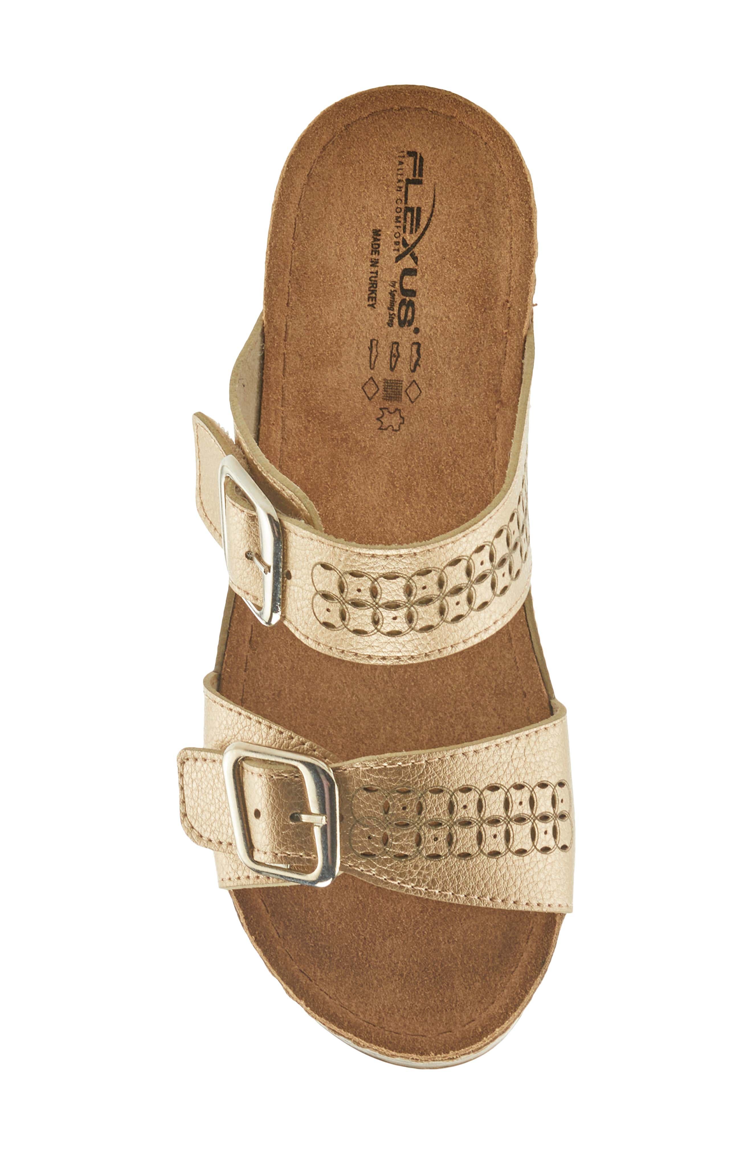 Flexus by Spring Step Thrume Wedge Slide Sandal, Alternate, color, Soft Gold