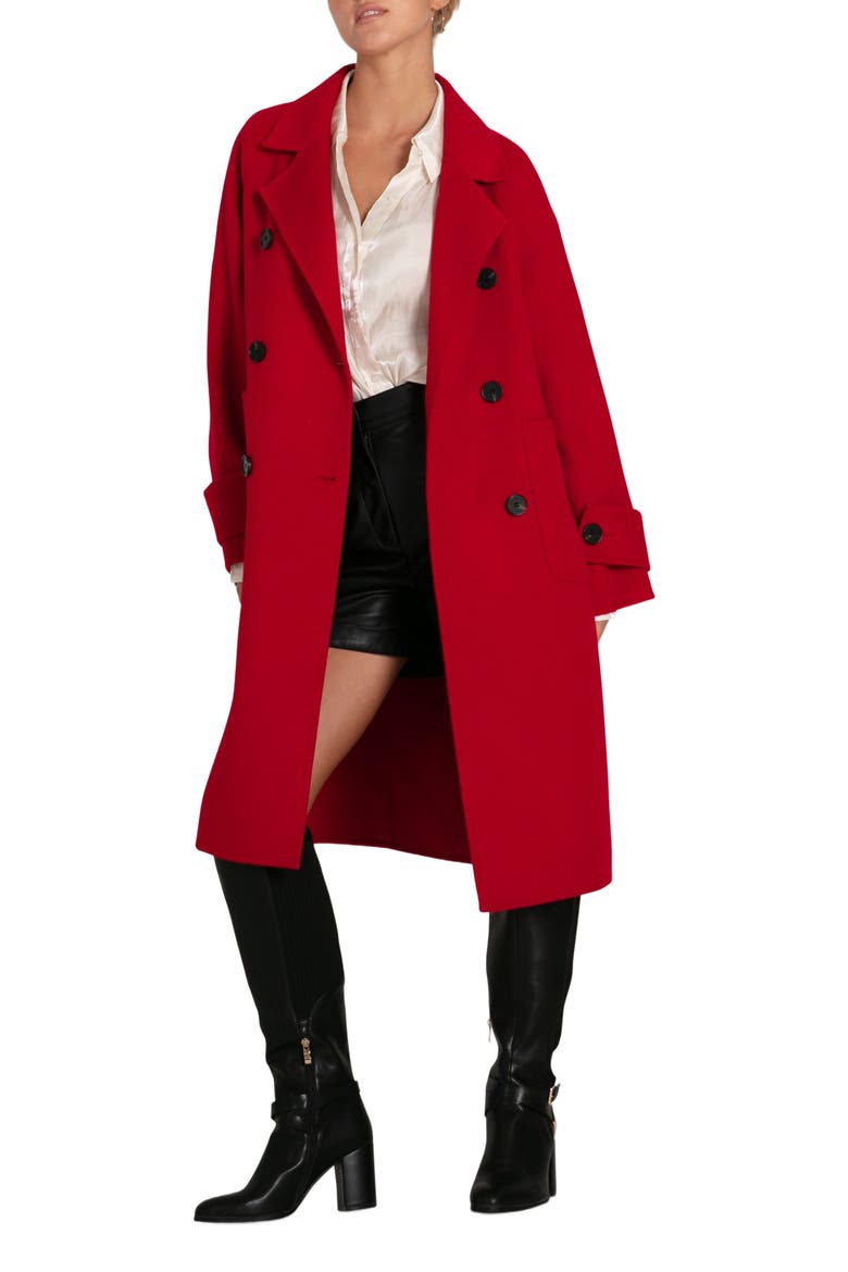 Rumour Has It Oversized Wool Blend Coat, Alternate, color, Red