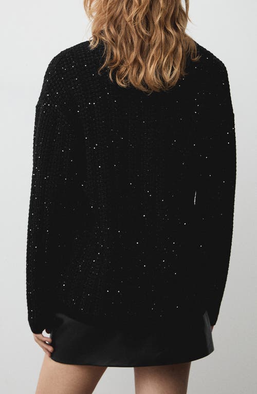 Mango Sequin Cardigan In Black