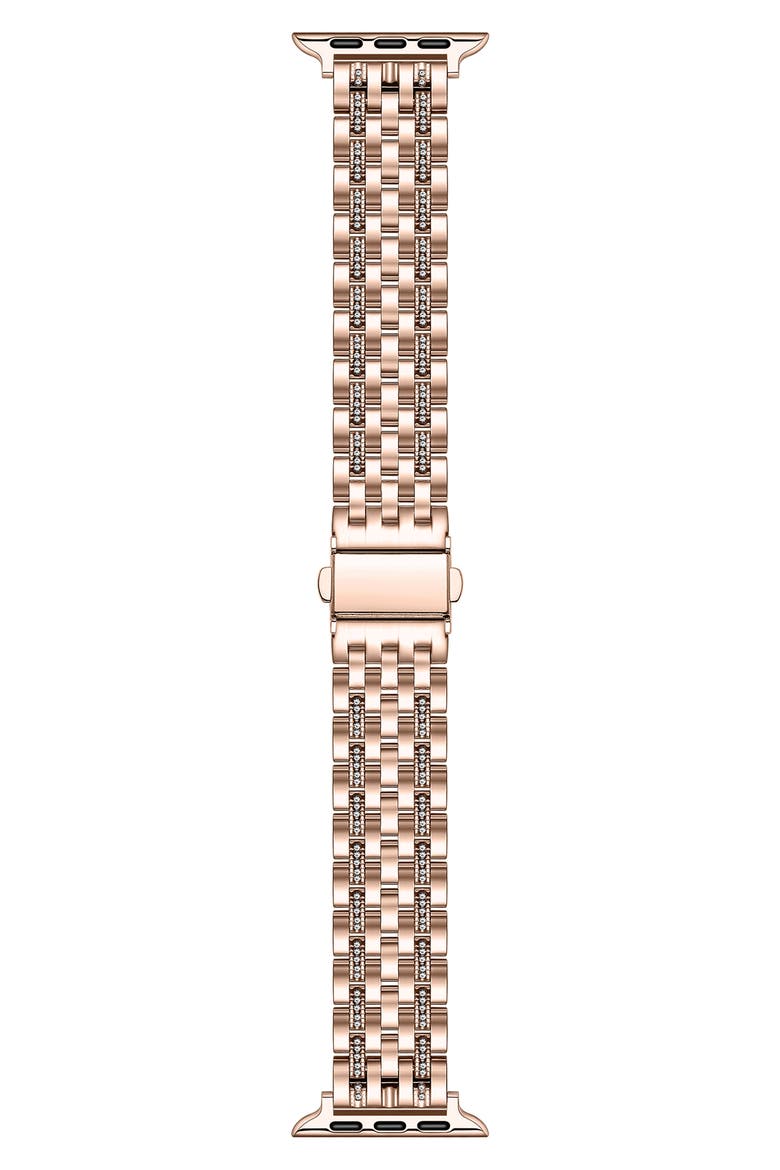 Remy Rhinestone & Stainless Steel Apple Watch® Watchband, Main, color, ROSE GOLD