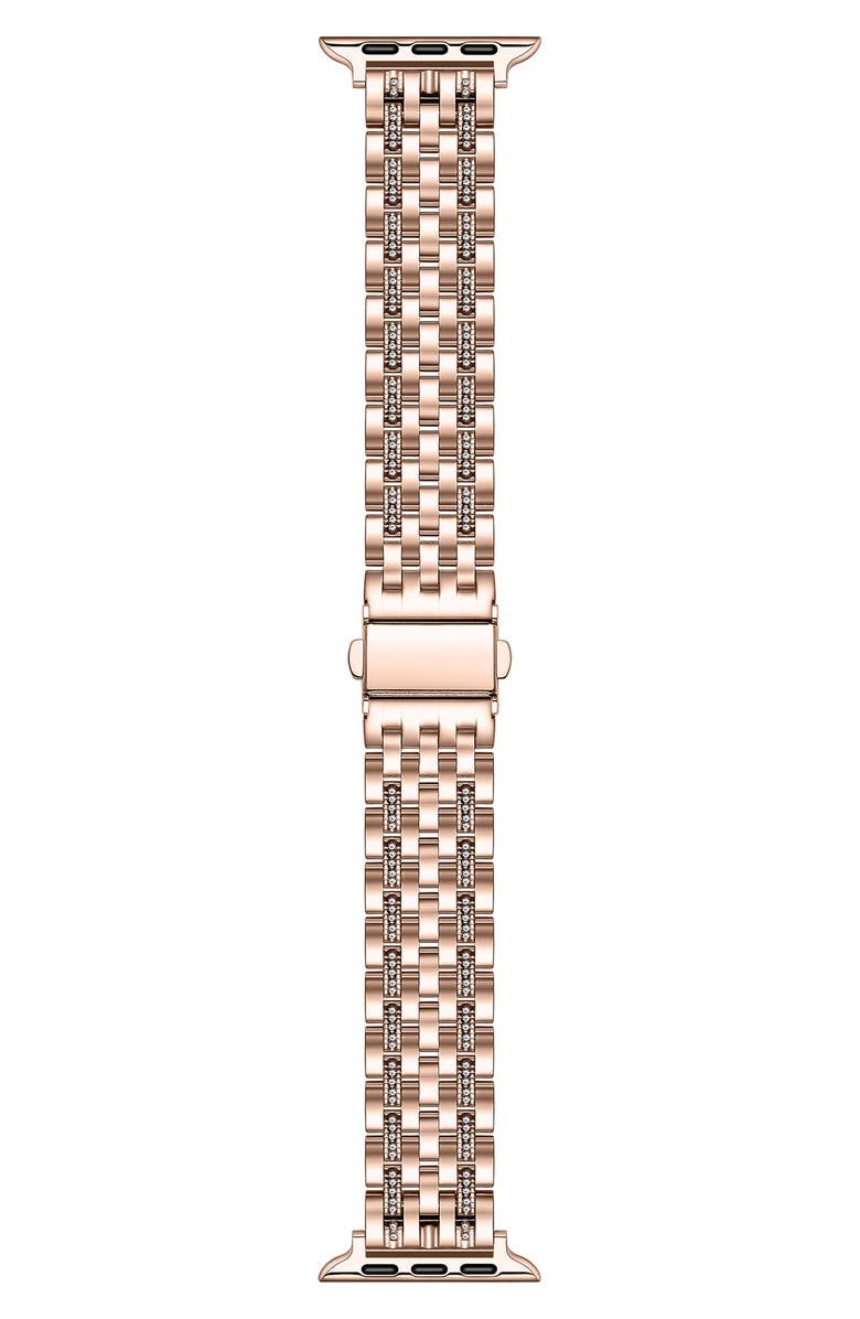 Posh Tech Remy Rhinestone & Stainless Steel Apple Watch<sup>®</sup> Watchband, Main, color, Rose Gold