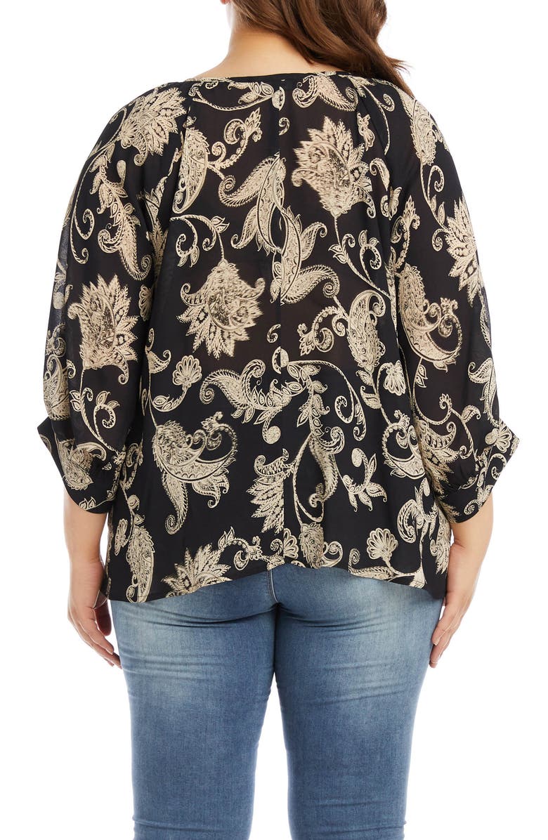 Karen Kane Blouson Sleeve Paisley Peasant Top, Alternate, color,