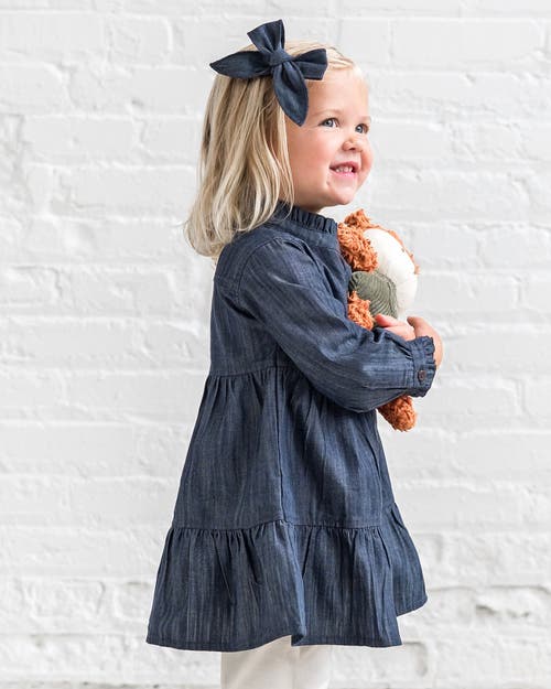 Kendi Tula Chambray Ruffle Shirt Dress In Multi