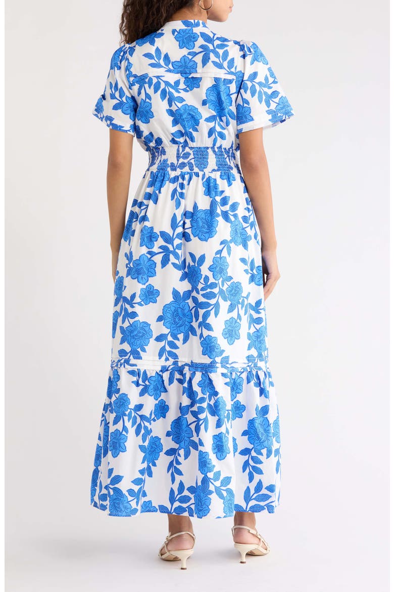 Belraj Floral Print Poplin Maxi Dress, Alternate, color, WHITE-BLUE-MULTI