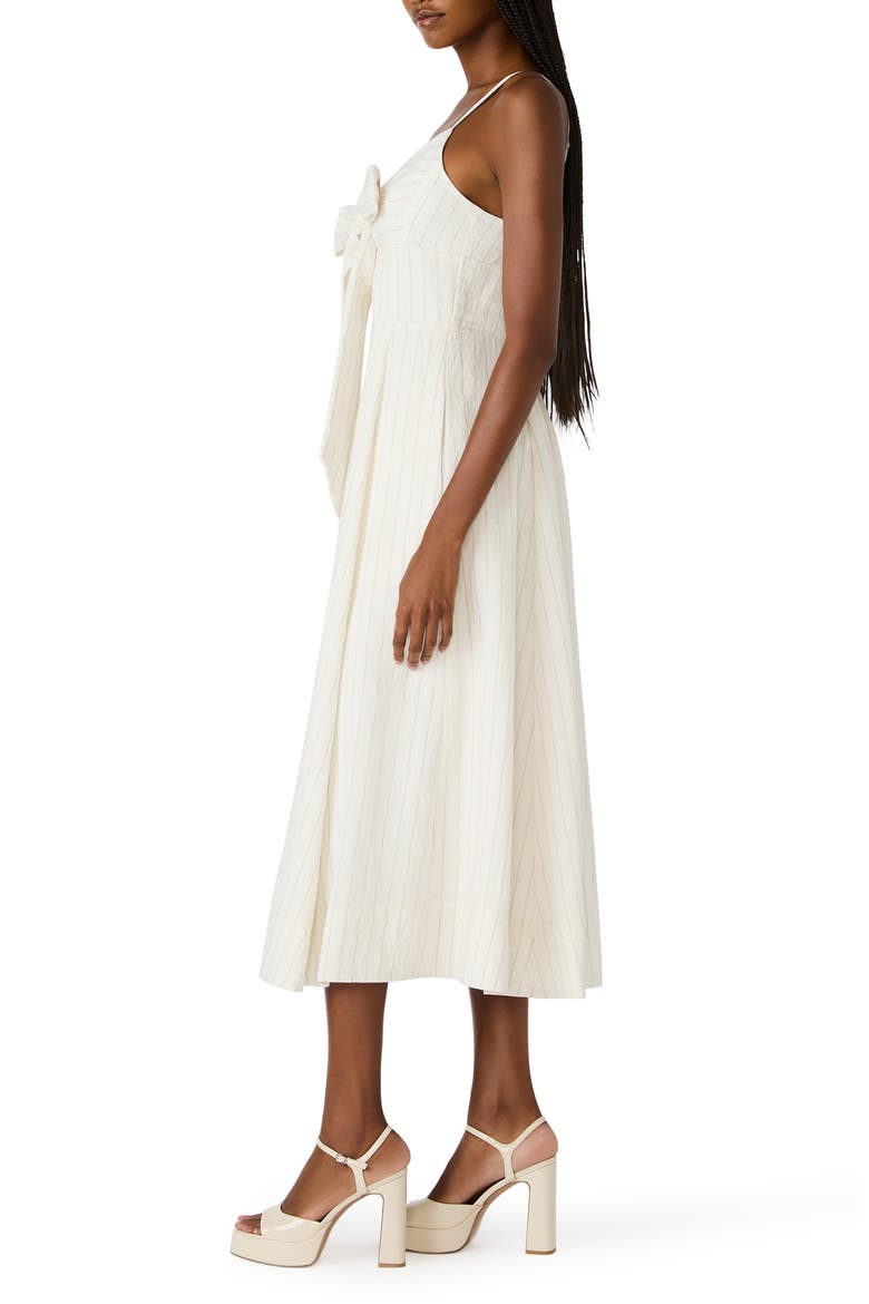 Luna Bow Front Sleeveless Midi Dress, Alternate, color, HEATHER LINEN