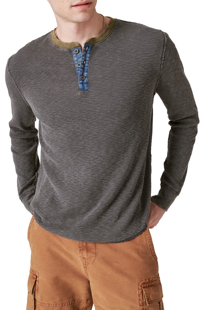 Lucky Brand Acid Wash Thermal Henley, Main, color, 