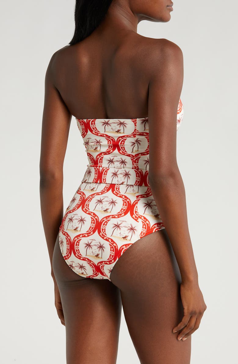 FARM Rio Summer Beach Belted Strapless One-Piece Swimsuit, Alternate, color, 