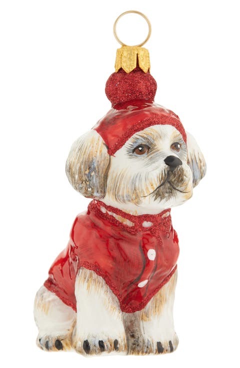 Shih Tzu in Coat Glass Ornament