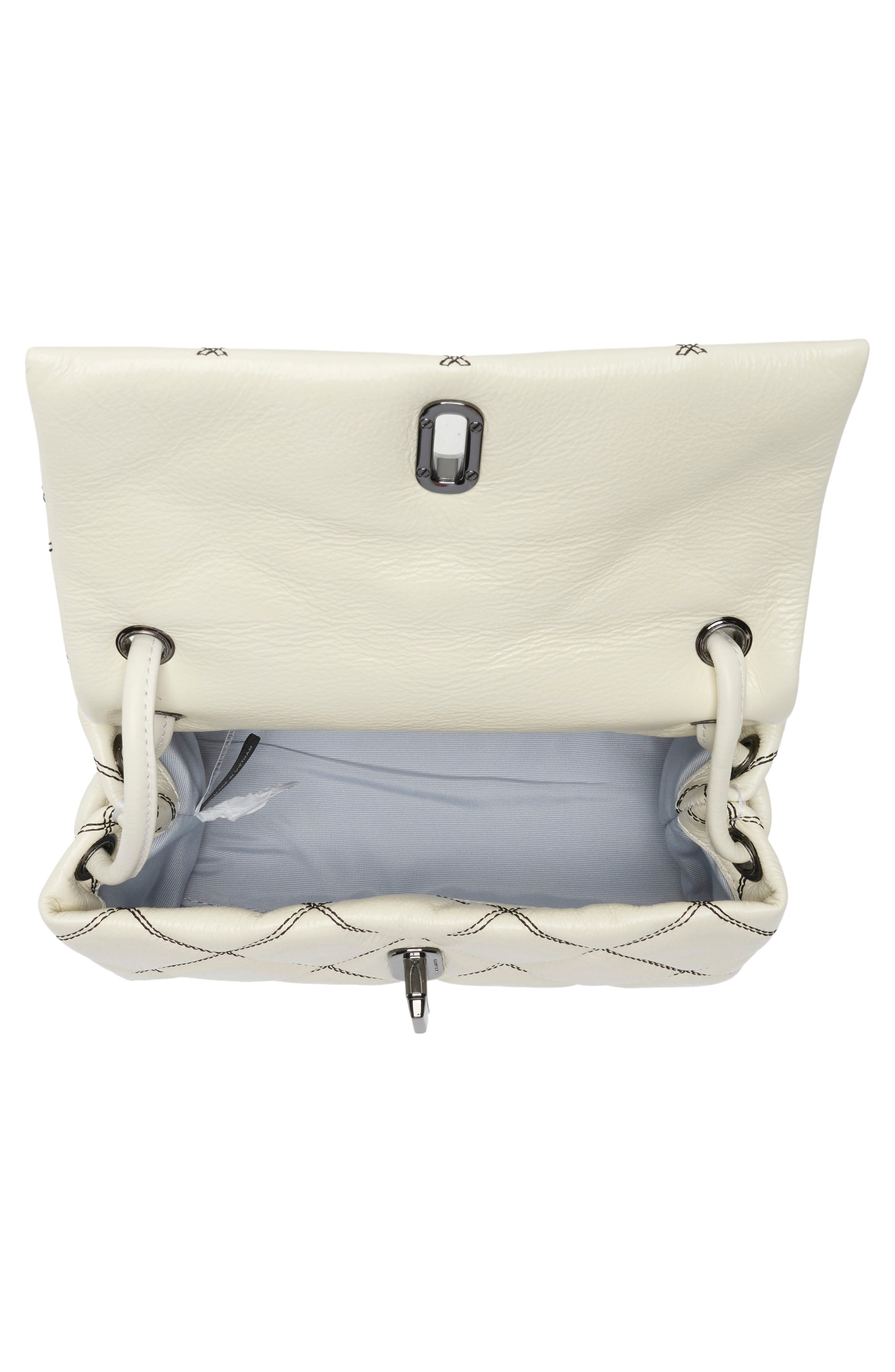 The Mini Dual Diamond Quilt Shoulder Bag, Alternate, color, WHITE/BLACK