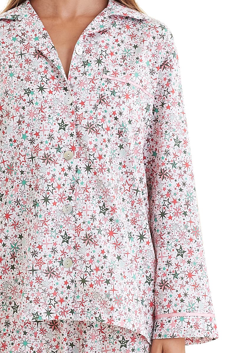 Papinelle Christmas Stars Cotton Sateen Pajamas, Alternate, color, Berry Pink