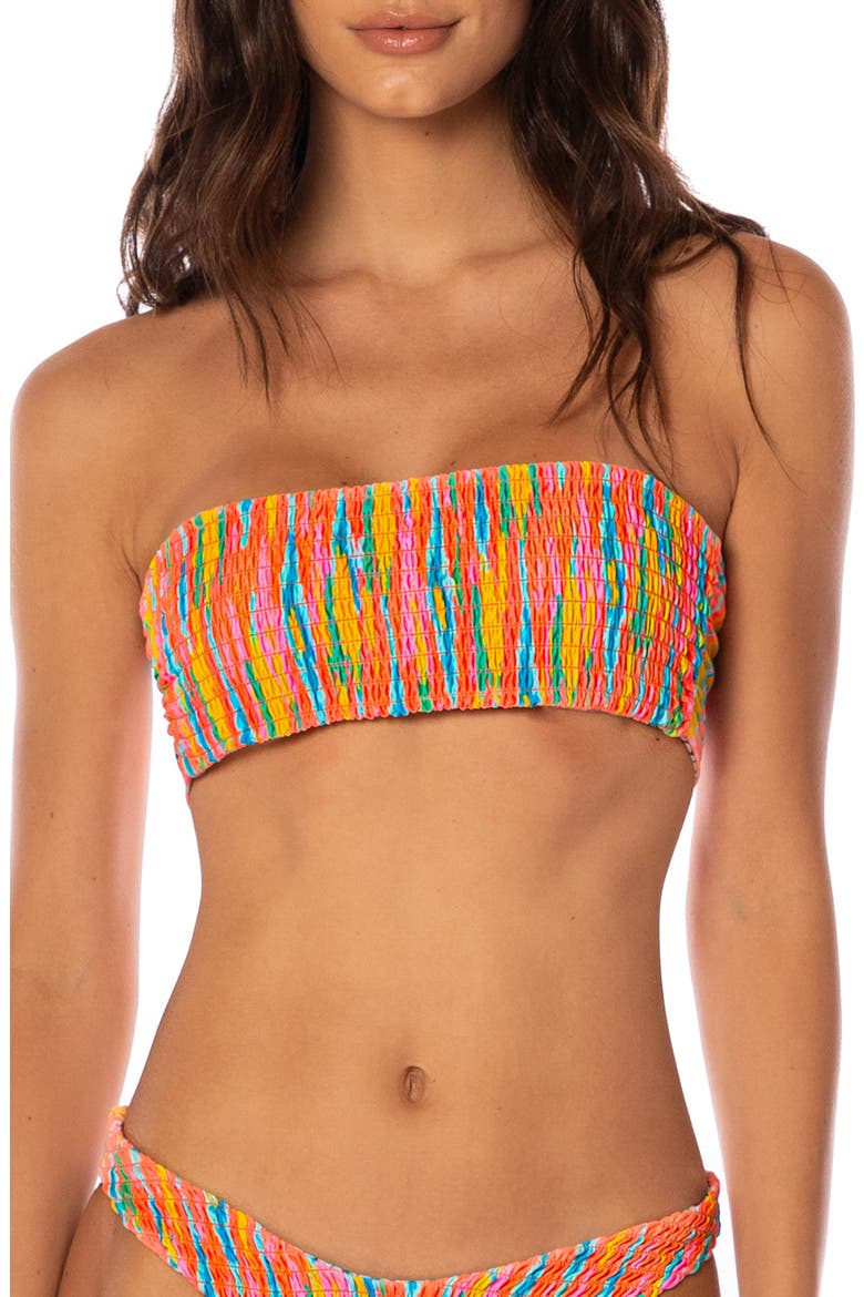 Mystic Ikat Artemis Multifit Reversible Bikini Top, Main, color, LIGHT PASTEL RED MULTI