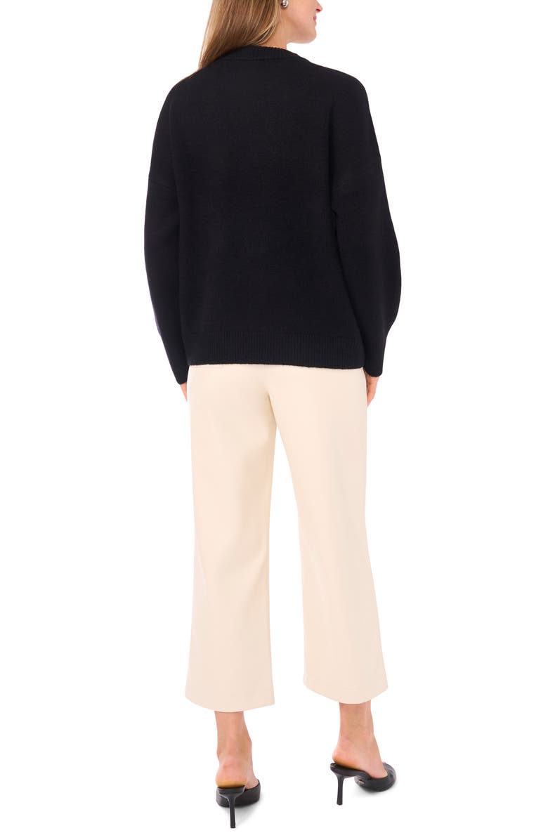 Vince Camuto Floral Jacquard Sweater, Alternate, color, Rich Black