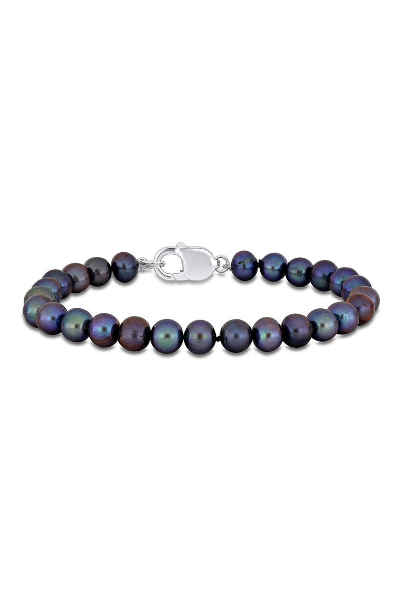 8-8.5mm Cultured Freshwater Pearl Bracelet, Main, color, BLACK