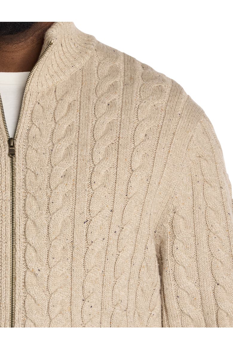 Big & Tall Cabled Front-Zip Cardigan, Alternate, color, OATMEAL NEP