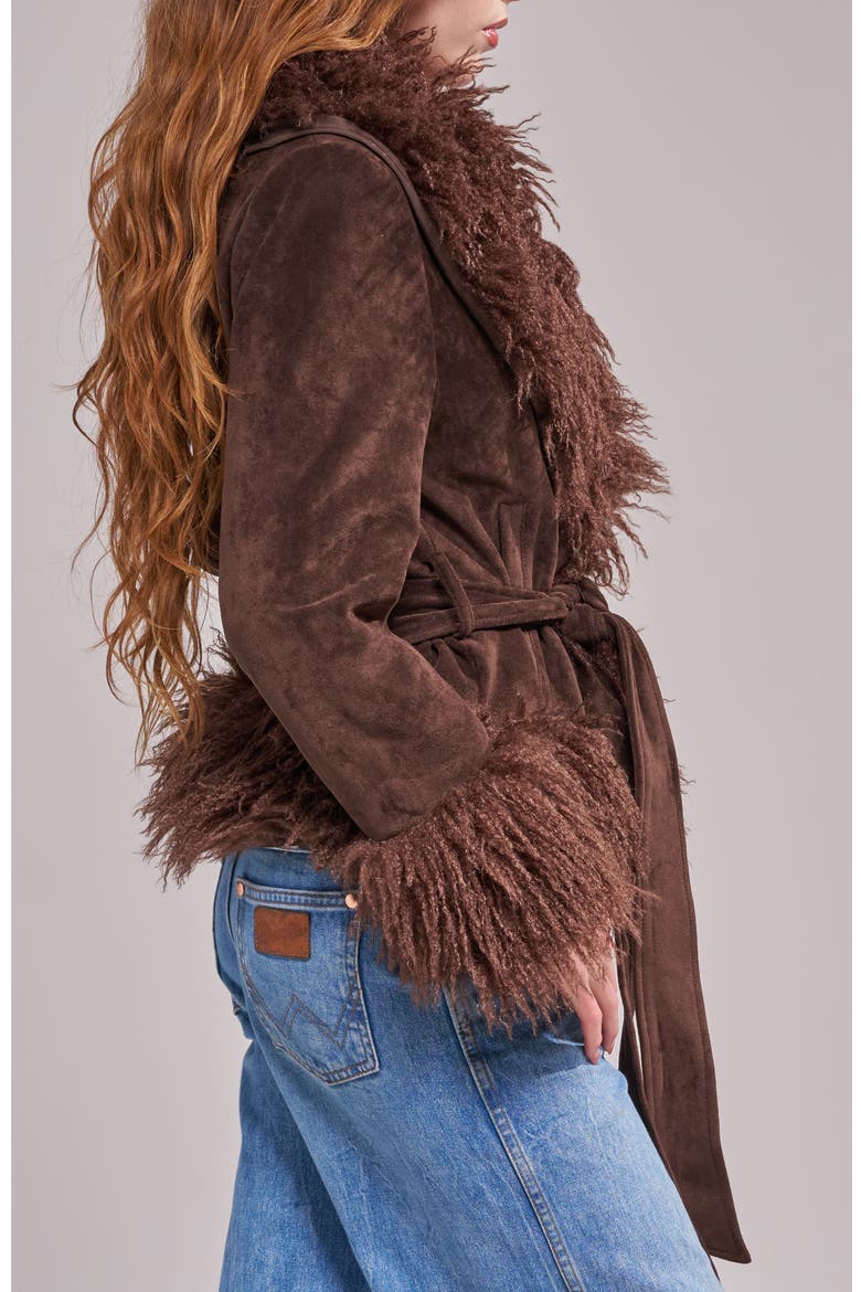 Tori Faux Fur Trim Trench Coat, Alternate, color, CHOCOLATE