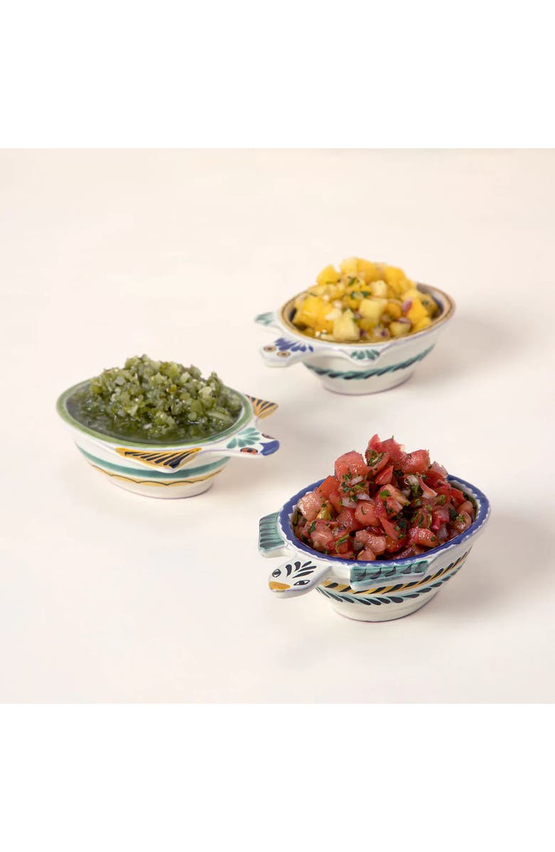 Uncommon Goods Majolica Salsa Turtle Bowls Set of 3 by Gorky Pottery, Alternate, color, Multicolor