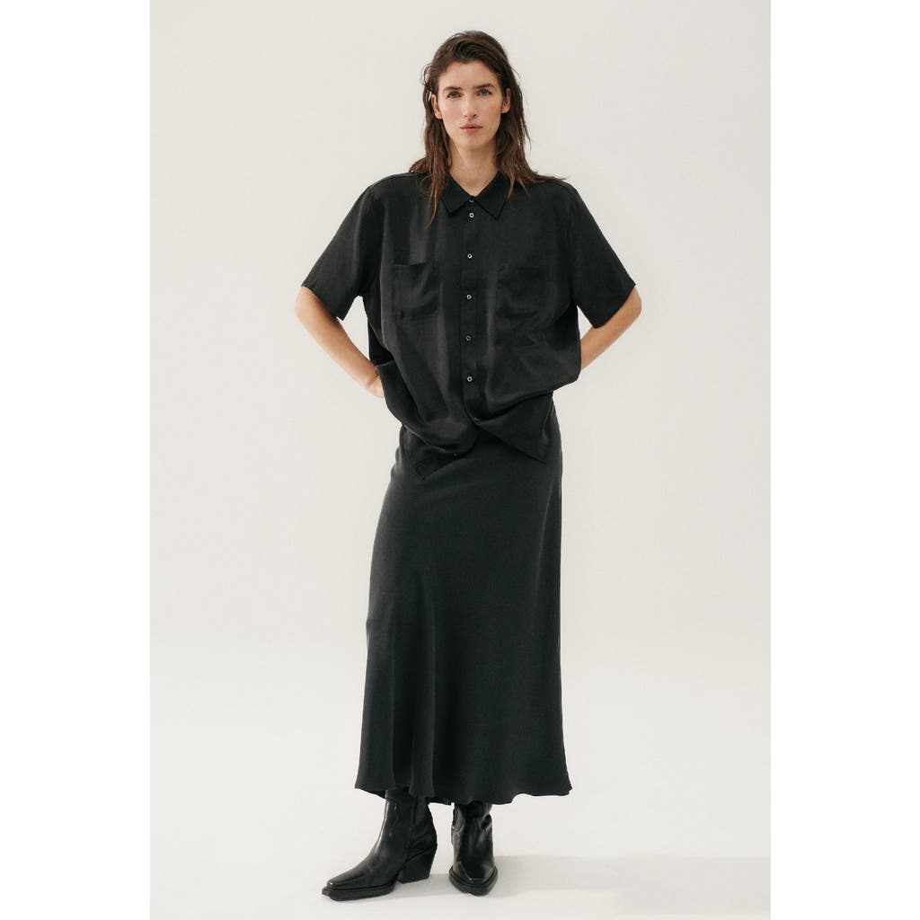 Shop Silk Laundry Long Bias Cut Skirt Black