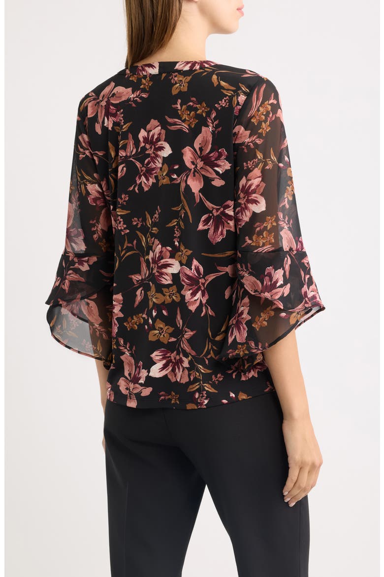 Ruffle Sleeve Top, Alternate, color, ANNE BLK S PRIMROSE MLT