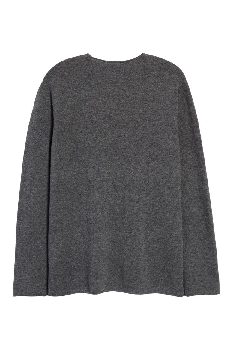 Heart Patch Cotton Sweater, Alternate, color, GREY