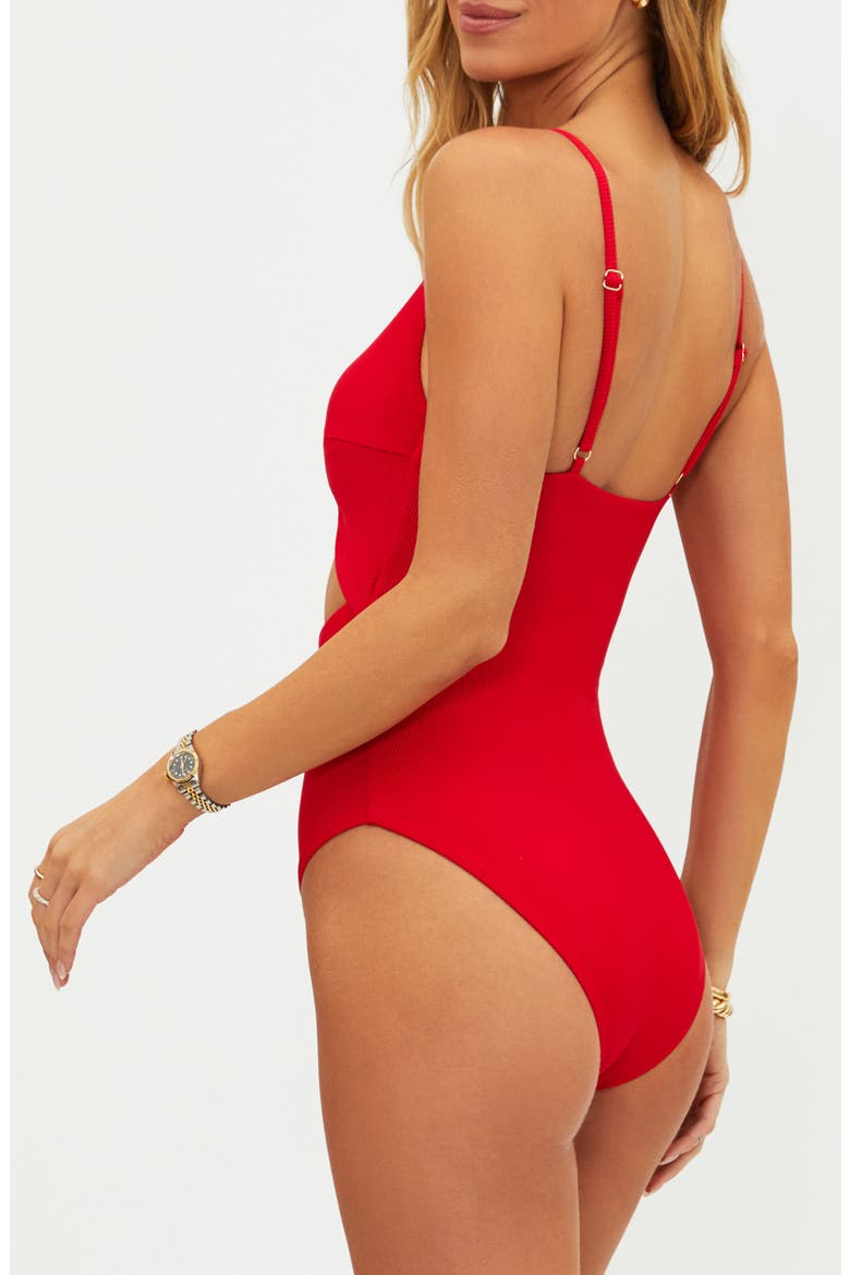 Annalisa Textured One-Piece Swimsuit, Alternate, color, RED