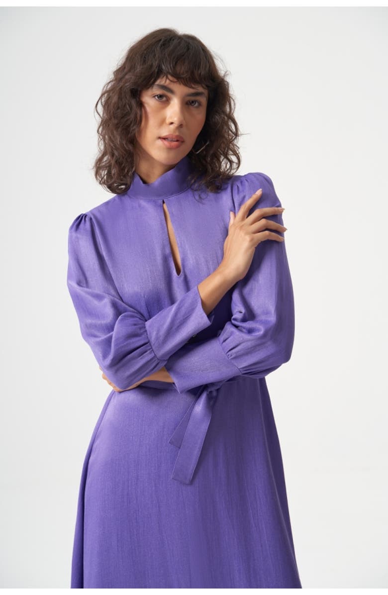 Mizalle Woven Satin Dress, Main, color, Purple